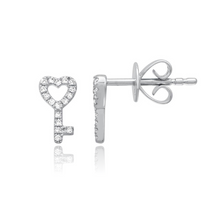 Load image into Gallery viewer, Pave Heart Key Stud
