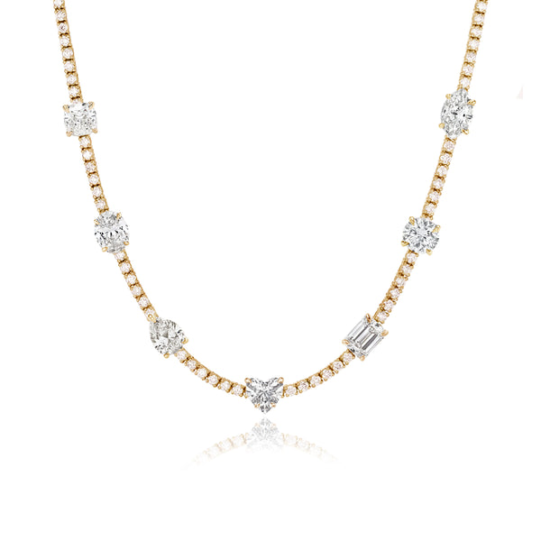 Seven Shape Diamond Tennis Necklace