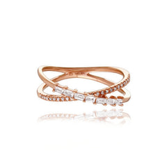 Diamond and Baguette Twist Ring