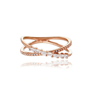 Diamond and Baguette Twist Ring