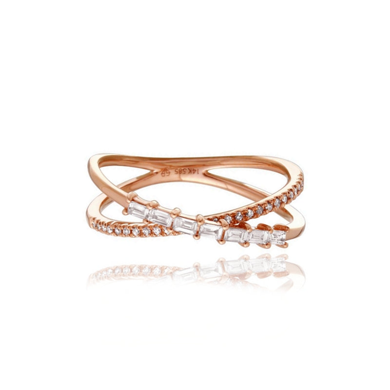 Diamond and Baguette Twist Ring