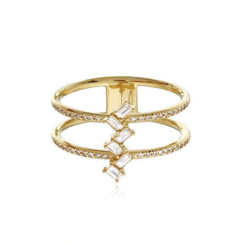 Double Band Baguette Ring