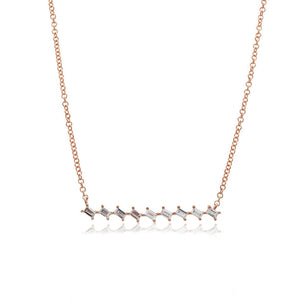 Tilted Baguette Bar Necklace
