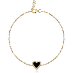 Sparkling pavé stone heart bracelet with delicate outline, 14k gold dainty jewelry, luxury diamond jewelry touch.