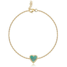 Load image into Gallery viewer, Small Pave Outline Stone Heart Bracelet
