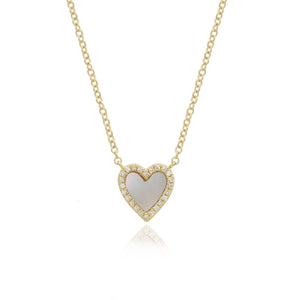 Small Pave Outline Stone Heart Necklace