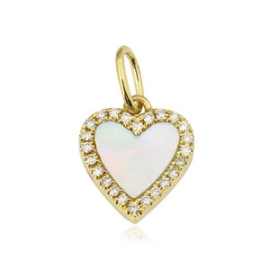 Small Pave Outline Stone Heart Charm