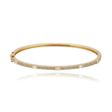 Load image into Gallery viewer, Slim Pave and Baguettes Bangle
