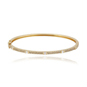 Slim Pave and Baguettes Bangle