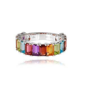 3/4 Emerald Cut Rainbow Ring