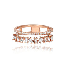 Load image into Gallery viewer, Double Band Disorganized Baguette Ring
