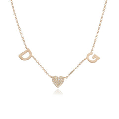 Mini Initials and Pave Charm Necklace