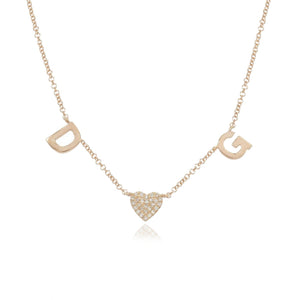 Mini Initials and Pave Charm Necklace