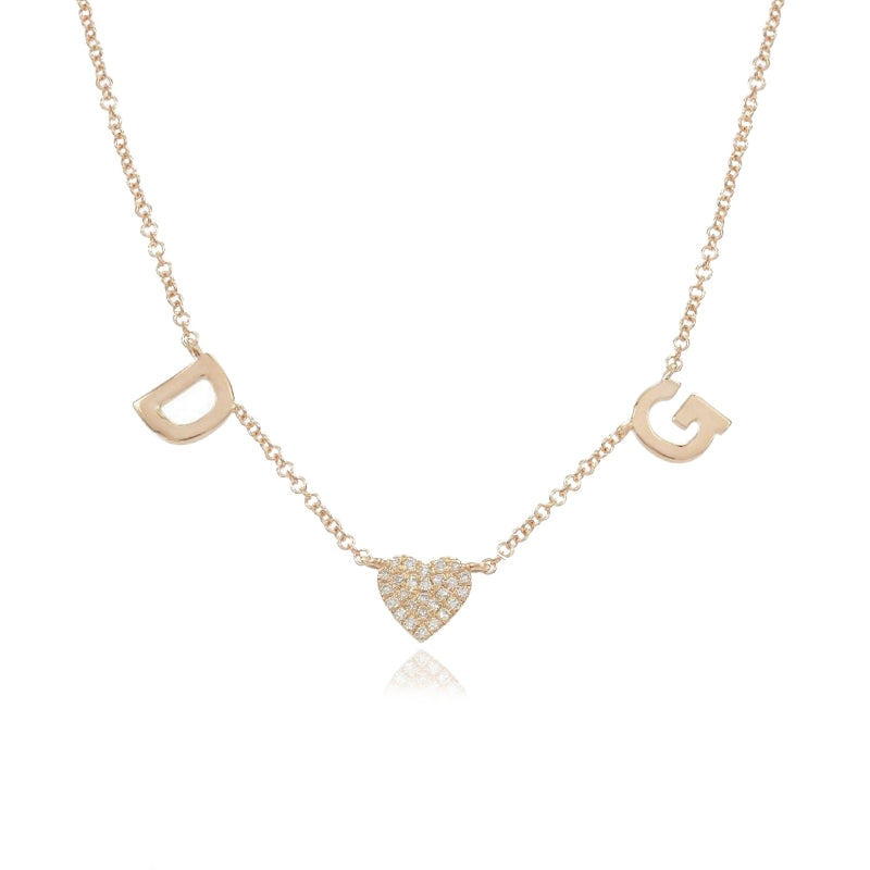 Mini Initials and Pave Charm Necklace