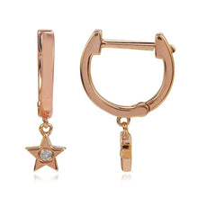 Load image into Gallery viewer, Mini Gold Dangling Star Huggies
