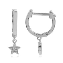 Load image into Gallery viewer, Mini Gold Dangling Star Huggies
