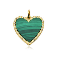 Large Pave Outline Stone Heart Charm