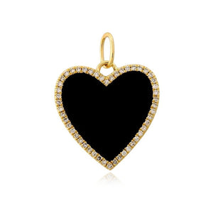 Large Pave Outline Stone Heart Charm