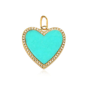 Large Pave Outline Stone Heart Charm