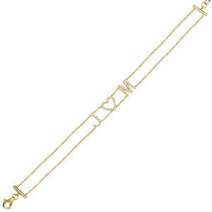 Double Chain Pave Initials and Heart Bracelet