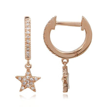 Load image into Gallery viewer, Mini Pave Dangling Star Huggies
