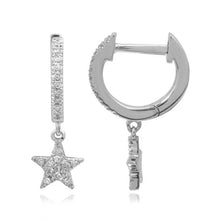 Load image into Gallery viewer, Mini Pave Dangling Star Huggies

