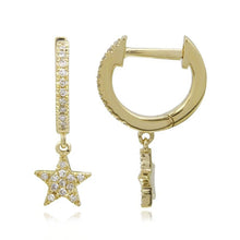 Load image into Gallery viewer, Mini Pave Dangling Star Huggies

