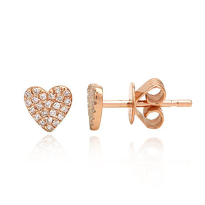Small Pave Heart Studs