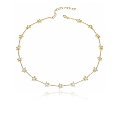 Star Tennis Choker in 14k gold with sparkling star accents, perfect celestial fine jewelry style
