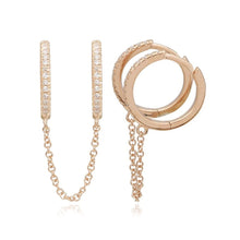 Load image into Gallery viewer, Pave Double Huggie Chain Earring
