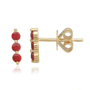 Three Gemstones Bar Stud