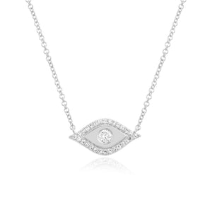 Pave and Gold Evil Eye Necklace