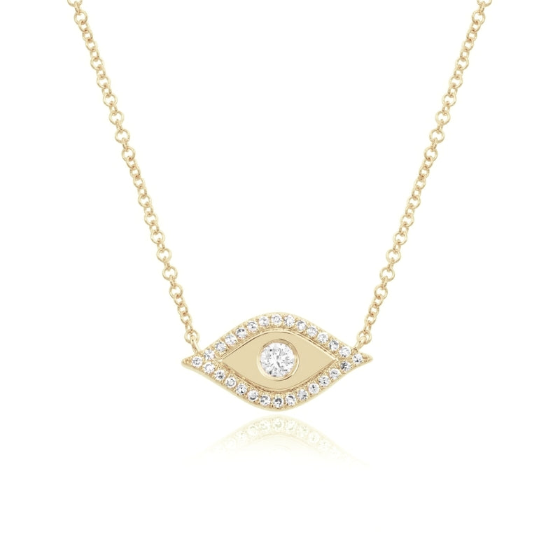 Pave and Gold Evil Eye Necklace