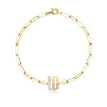 Load image into Gallery viewer, Accent Diamond Initial Paperclip Bracelet

