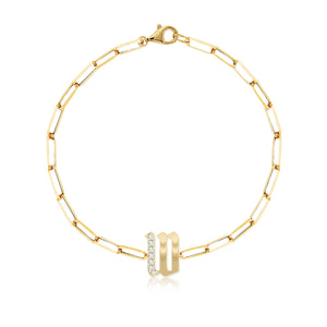 Accent Diamond Initial Paperclip Bracelet