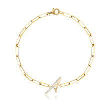 Load image into Gallery viewer, Accent Diamond Initial Paperclip Bracelet
