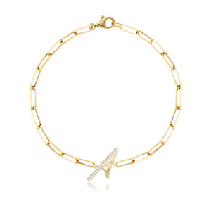 Accent Diamond Initial Paperclip Bracelet