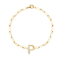 Load image into Gallery viewer, Accent Diamond Initial Paperclip Bracelet

