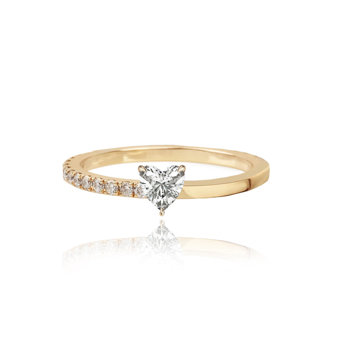 Half Pave and Half Gold Solitaire Ring