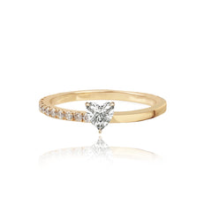 Half Pave and Half Gold Solitaire Ring