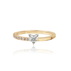 Half Pave and Half Gold Solitaire Ring