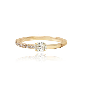 Half Pave and Half Gold Solitaire Ring