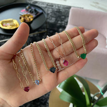 Load image into Gallery viewer, Solitaire Gemstone Cuban Chain Necklace
