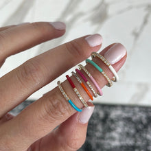 Load image into Gallery viewer, Half Enamel Half Pave Ring
