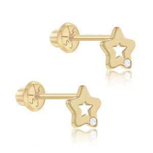 Baby Gold Cutout Diamond Earring