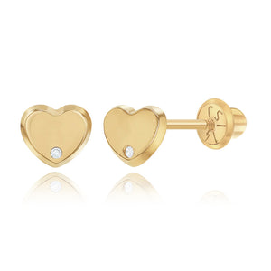 Baby Gold Heart Diamond Earring