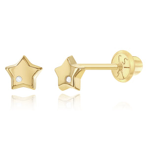 Baby Gold Star Diamond Earring