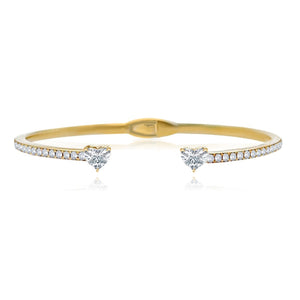 Two Diamonds  Pave Cuff Bangle