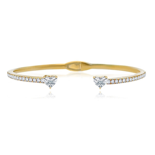 Two Diamonds  Pave Cuff Bangle