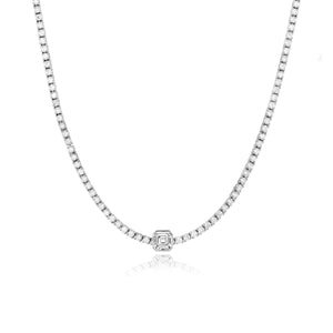Bezel Solitaire Diamond Tennis Necklace